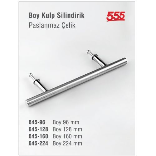 Length Handle Cylindrical Stainless Steel 645 - 96/128/160/224